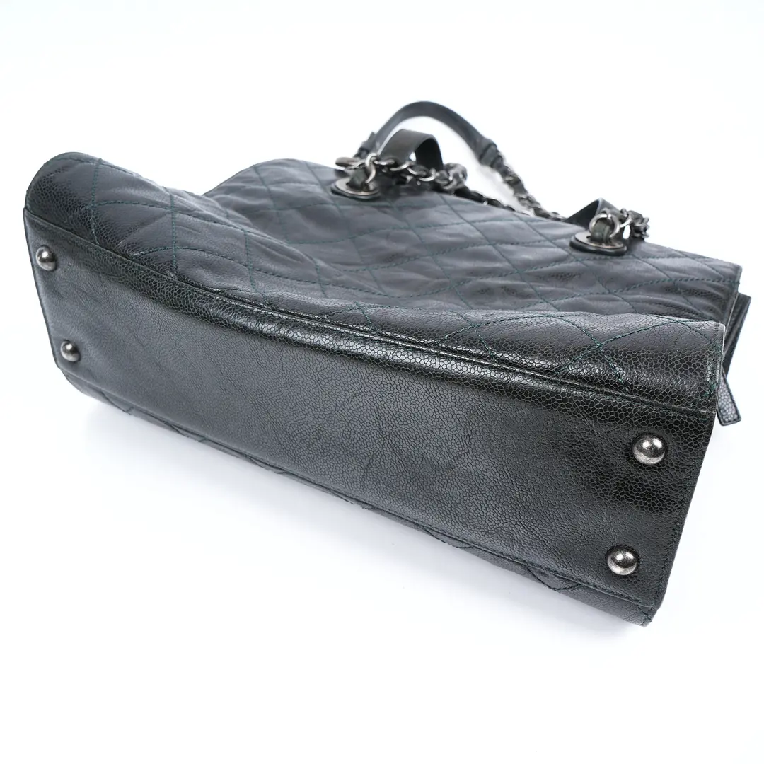 Chanel In The Business Black Glazed Caviar Tote Bag