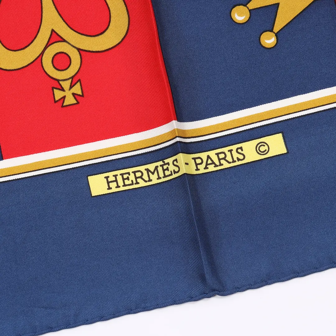 Hermes A Cheval sur mon Carre Blue Silk Twill Scarf