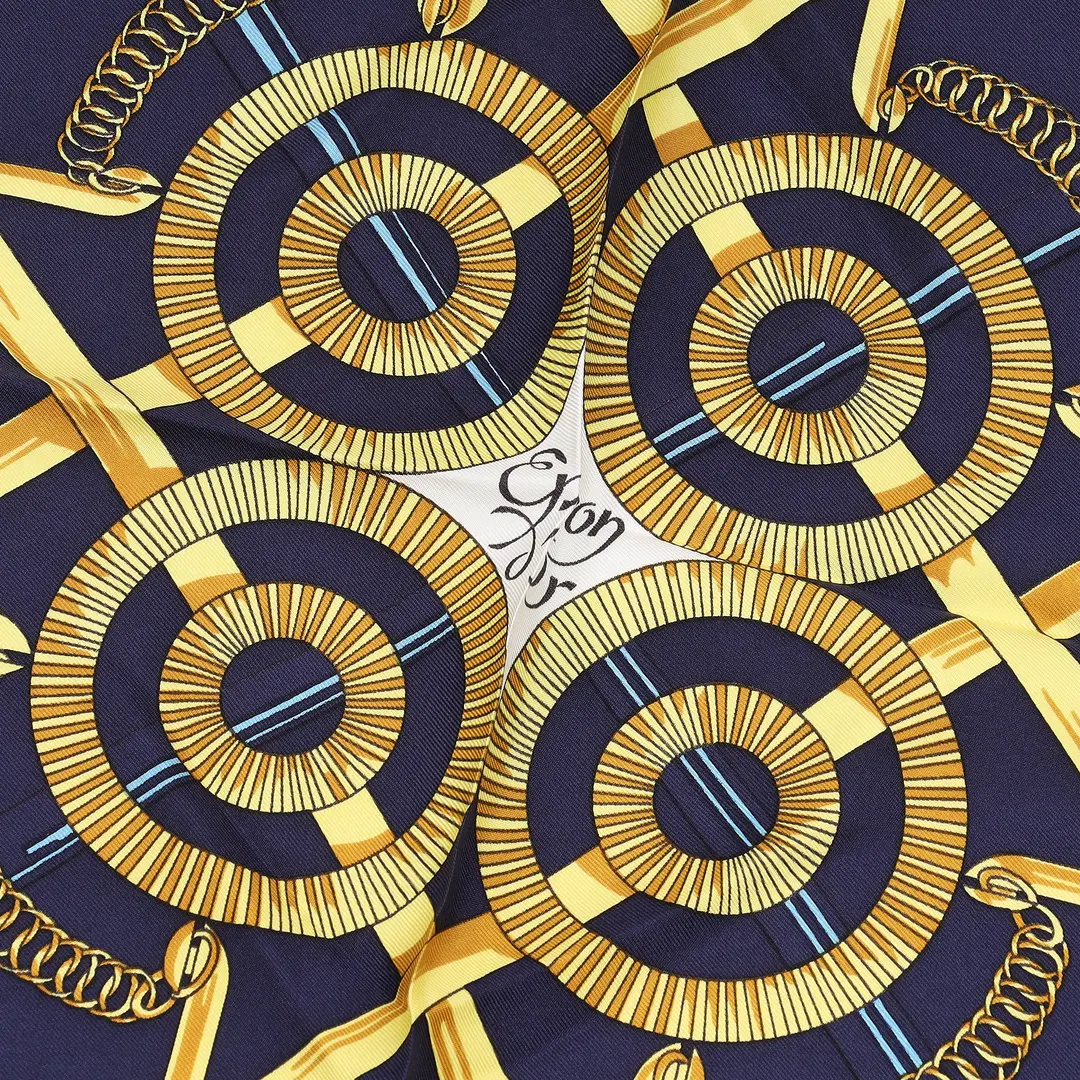 Hermes Eperon d'Or Blue Silk 90 Scarf