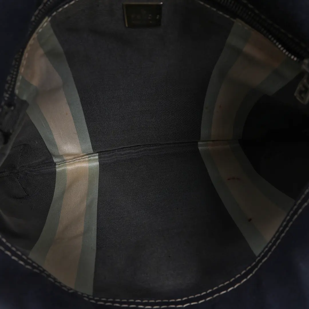 Fendi Mama Baguette Blue Canvas Shoulder Bag