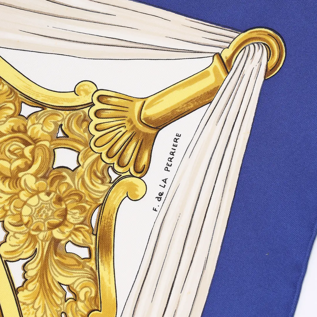 Hermes Etriers Blue Silk 90 Scarf