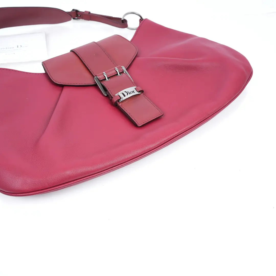 Christian Dior Flight Red Leather Shoulder Bag