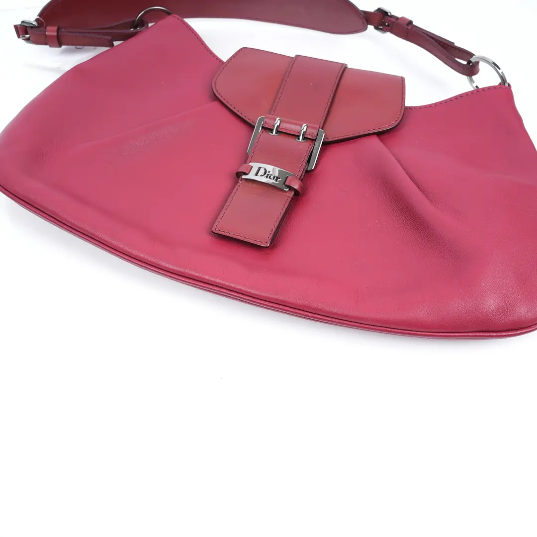 Christian Dior Flight Red Leather Shoulder Bag
