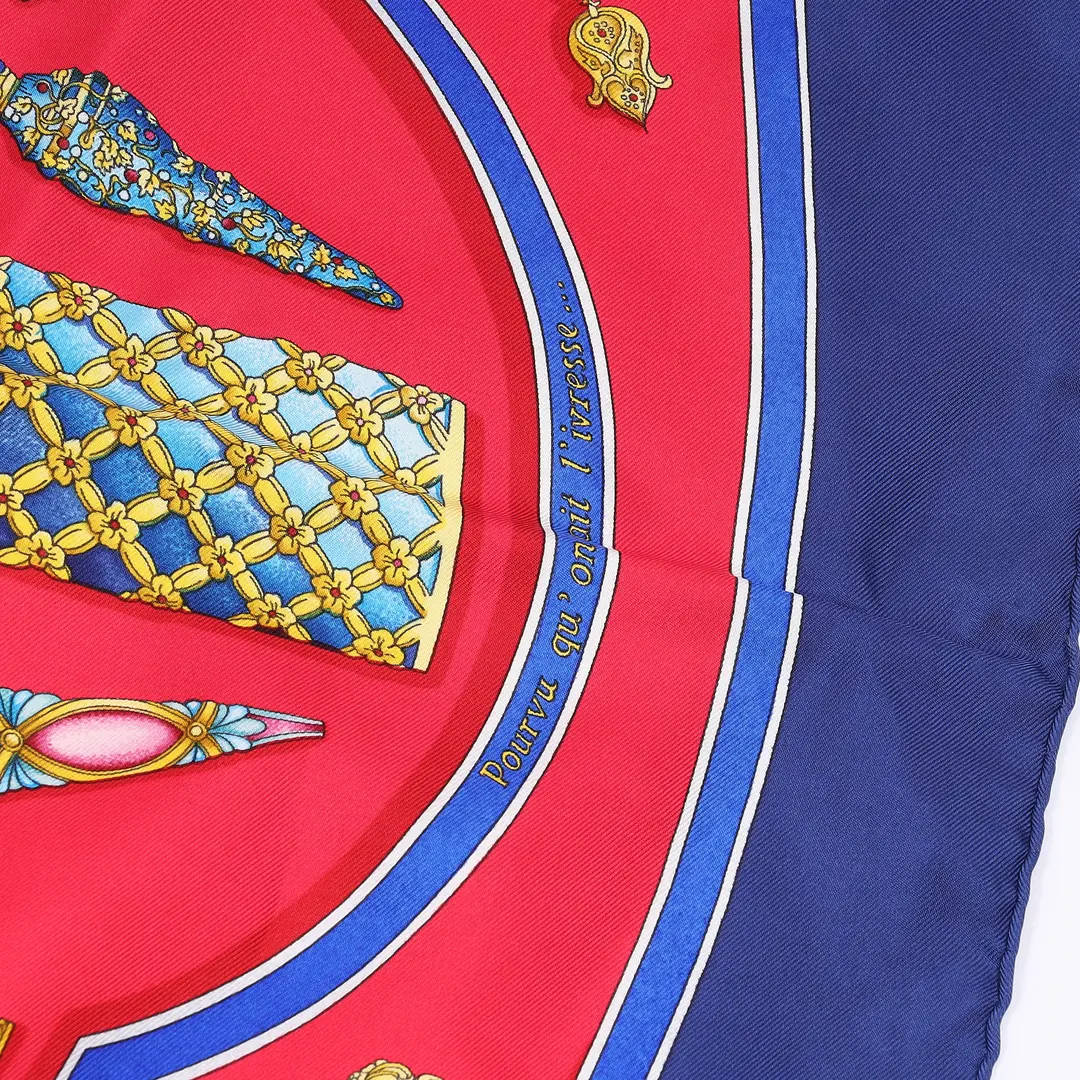 Hermes Pourvu Qu'on Ait L'ivresse Blue Silk Scarf
