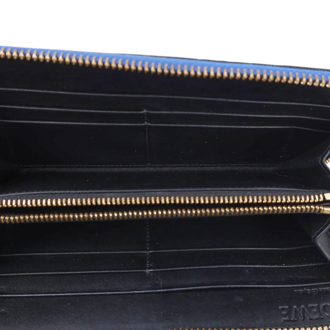Loewe Anagram Blue Embossed Leather Zip Around Wallet