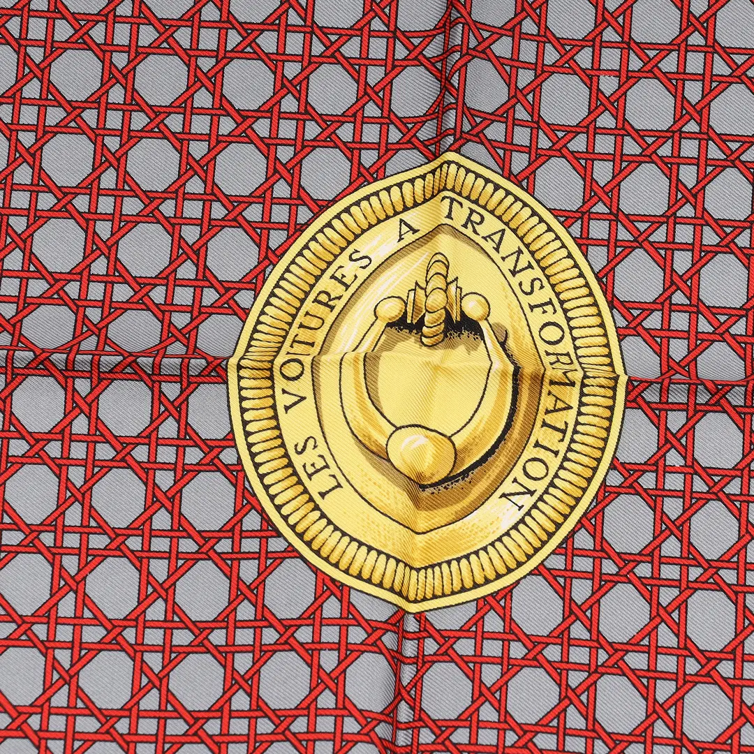 Hermes Les Voitures a Transformation Gray Silk 90 Scarf