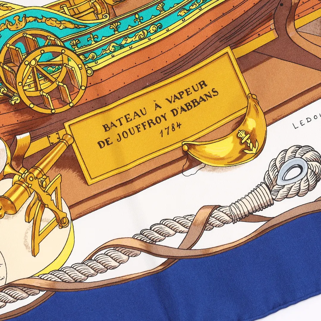 Hermes Musee Blue Silk Scarf