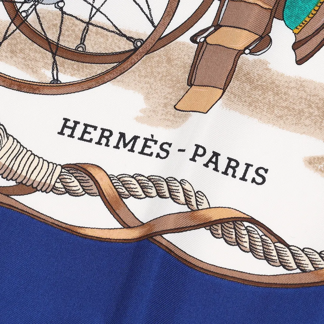 Hermes Musee Blue Silk Scarf