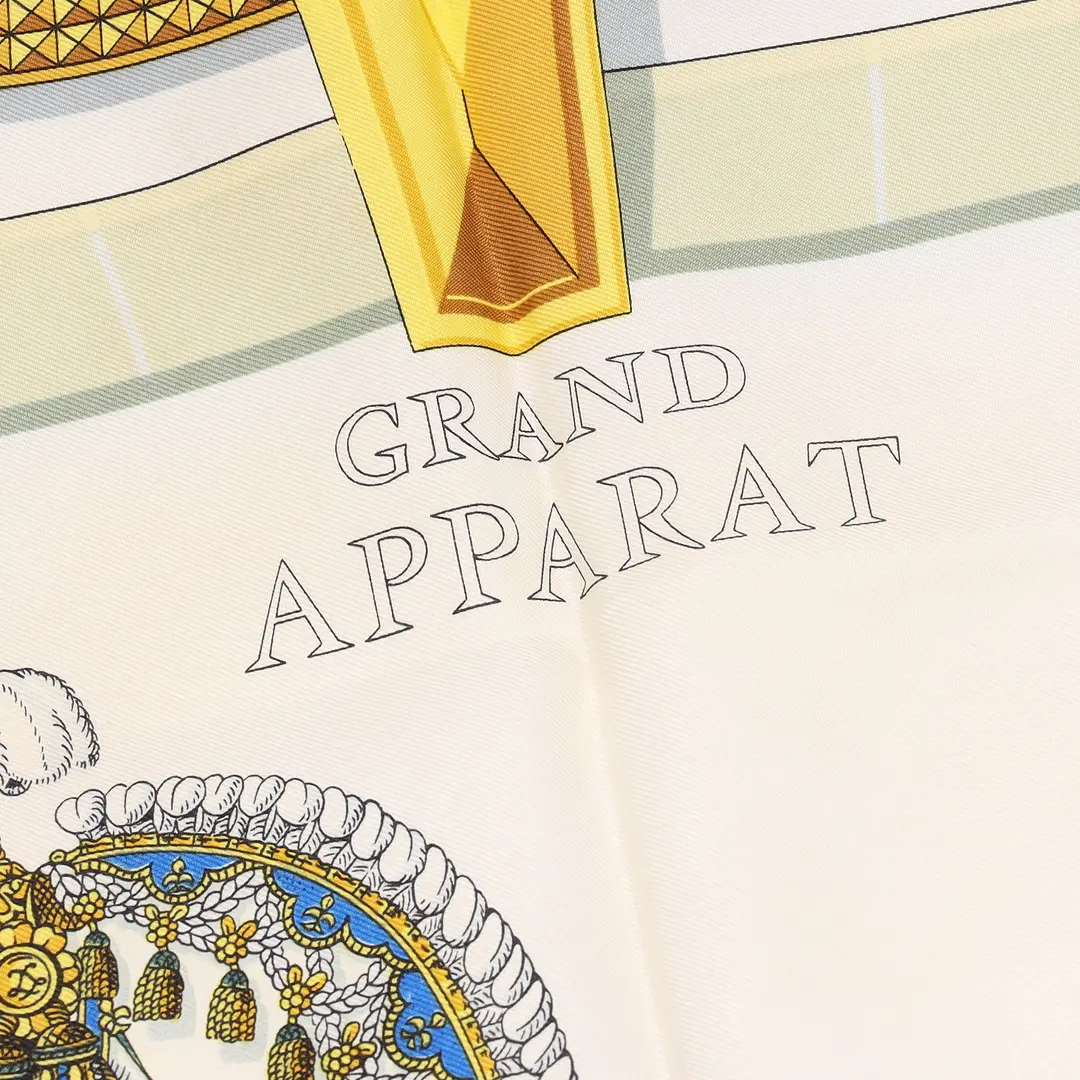 Hermes Grand Apparat Blue Silk Carre 90 Scarf