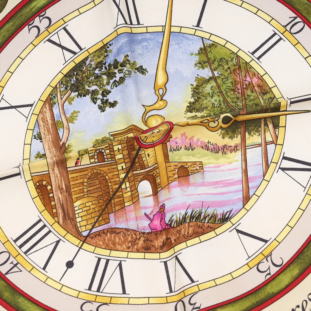 Hermes Parmi les Fleurs Je Compte les Heures Silk Scarf