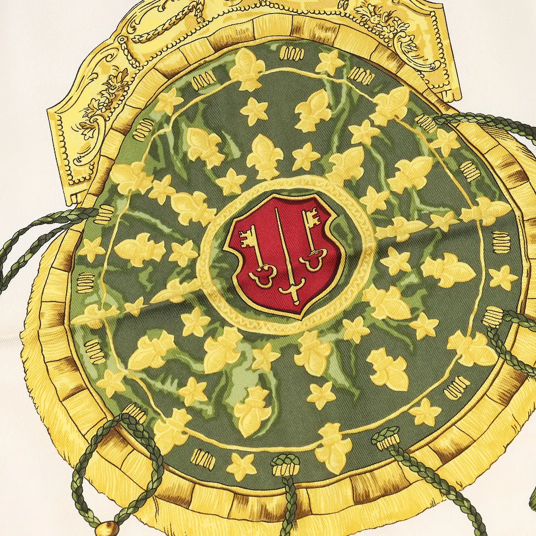 Hermes Les Cles Burgundy Silk 90 Scarf