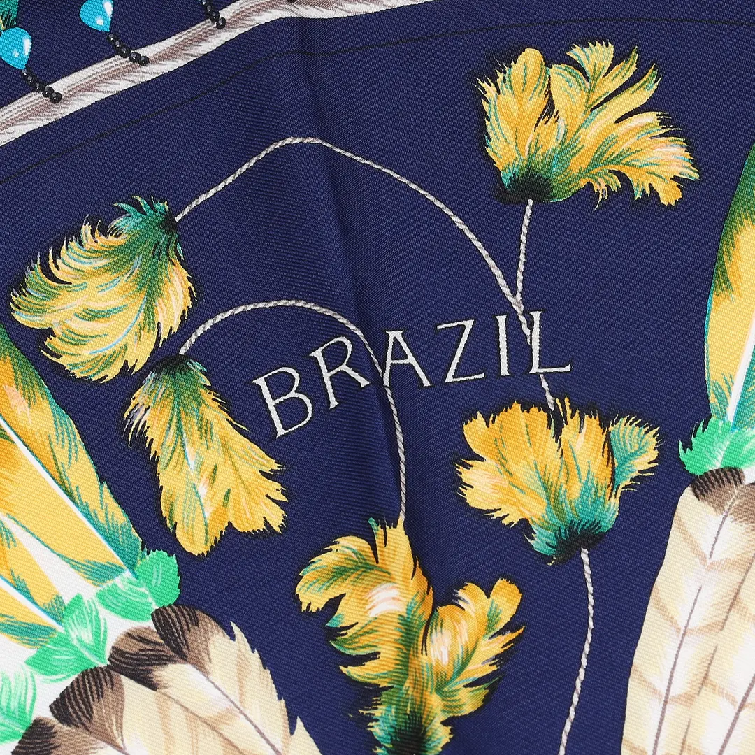 Hermes Brazil Blue Silk 90 Scarf