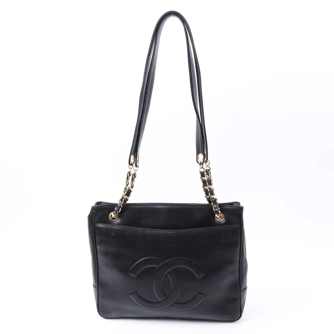 Chanel Vintage CC Turnlock Black Lambskin Shoulder Bag