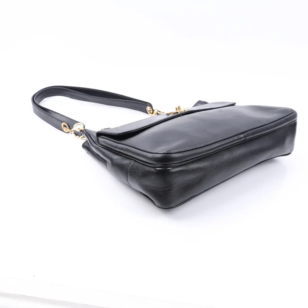 Chanel Vintage CC Turnlock Black Lambskin Shoulder Bag