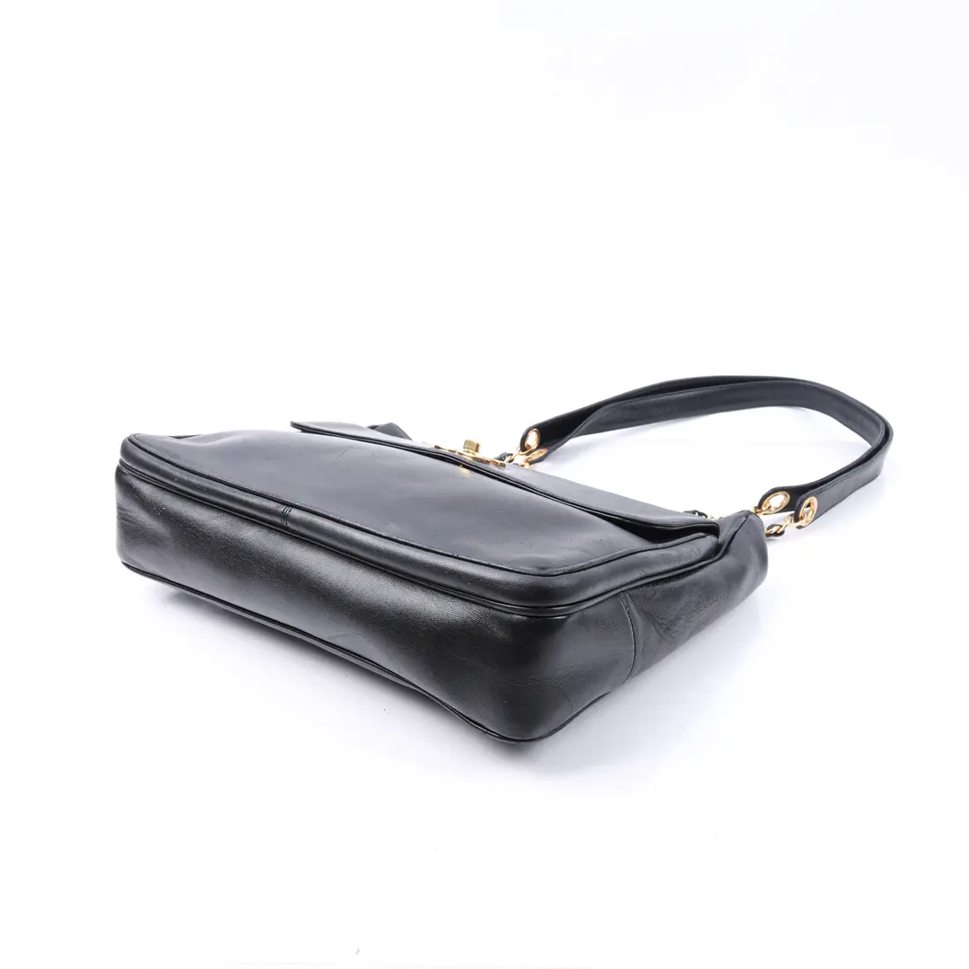 Chanel Vintage CC Turnlock Black Lambskin Shoulder Bag