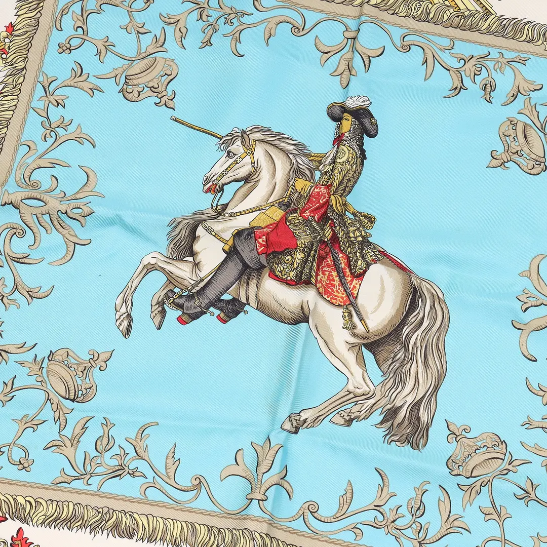 Hermes Ludovicus Magnus Blue Silk Scarf