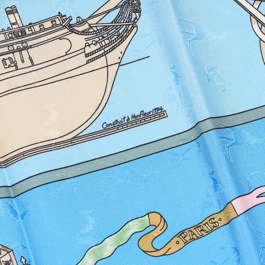 Hermes Orbis Australis Blue Jacquard Silk 90 Scarf