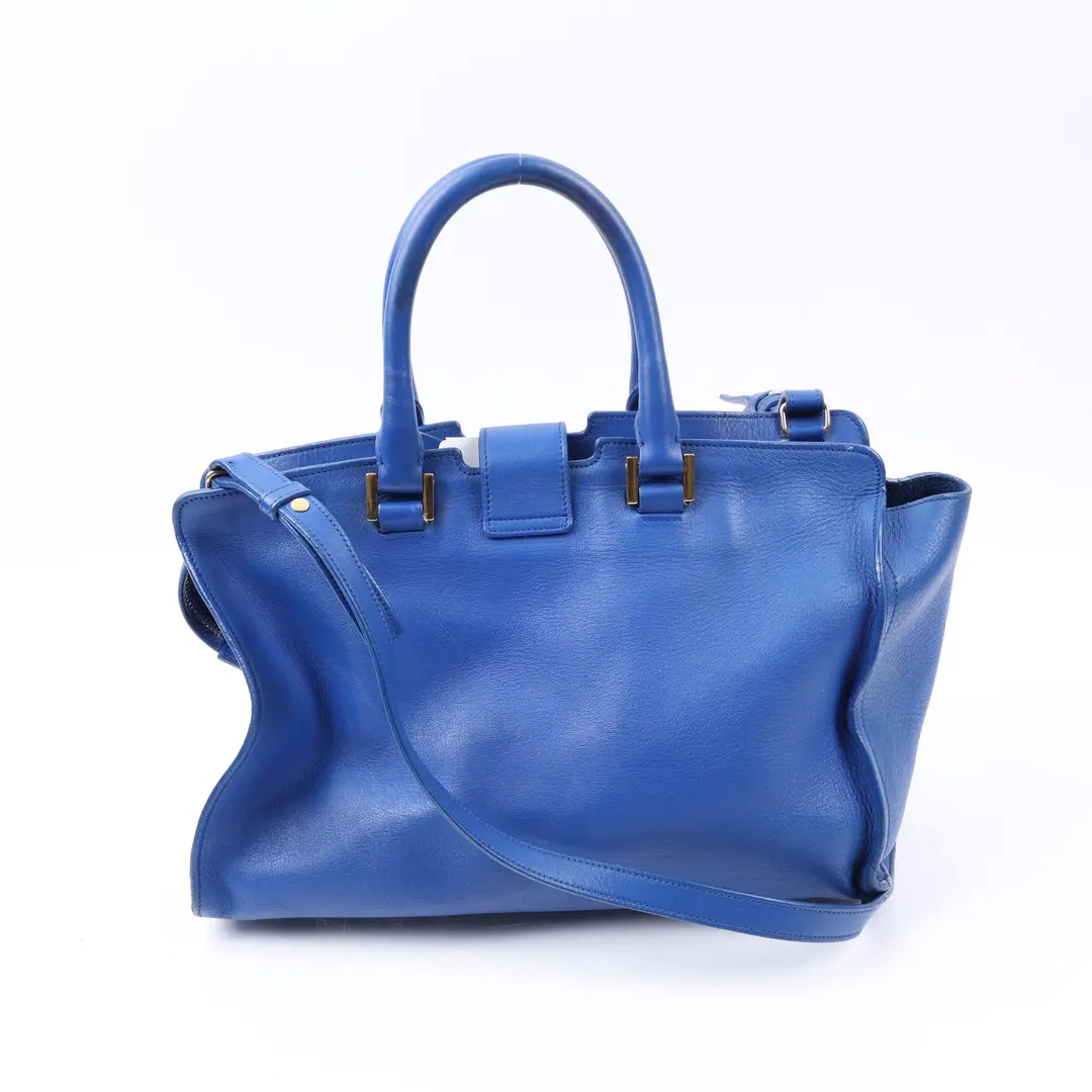 Saint Laurent Cabas Y Blue Leather Handbag