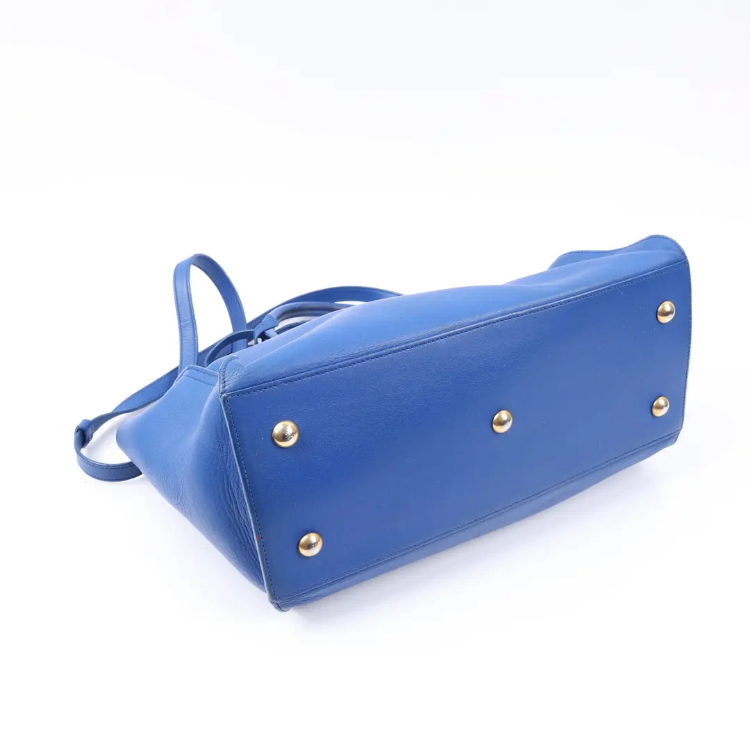 Saint Laurent Cabas Y Blue Leather Handbag