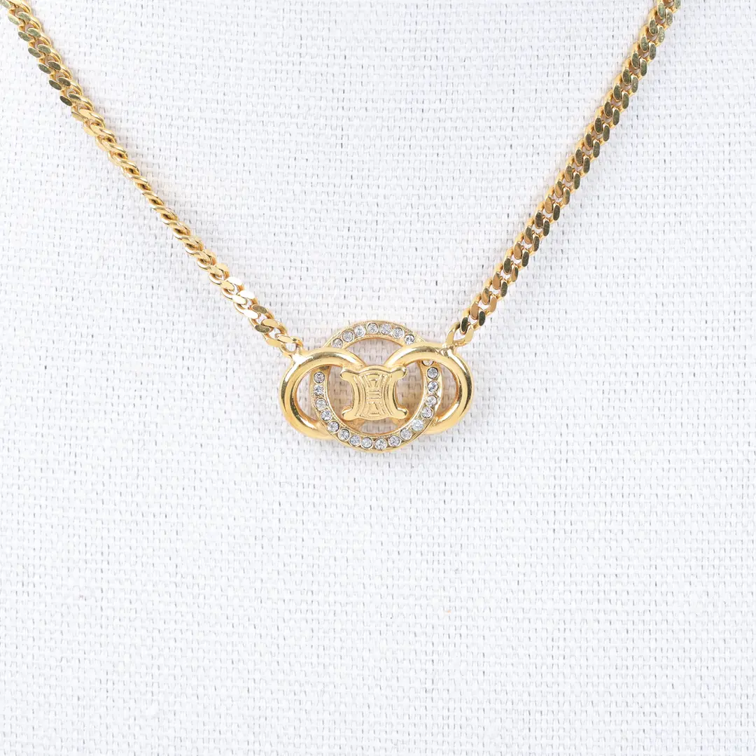 Celine Triomphe Gold Gold Plated Necklace