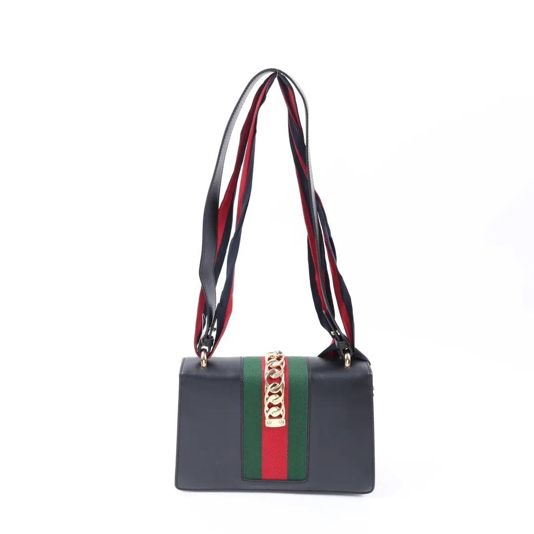 Gucci Sylvie Black Leather Shoulder Bag