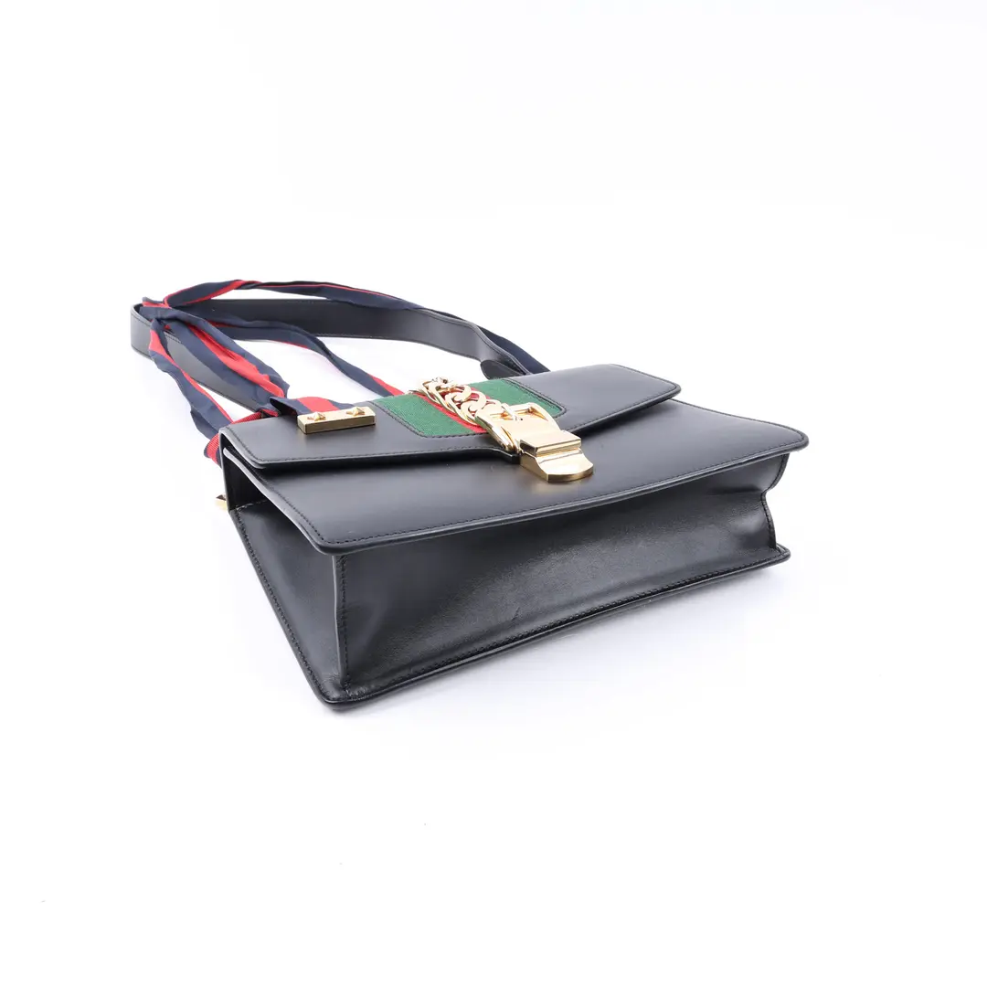 Gucci Sylvie Black Leather Shoulder Bag