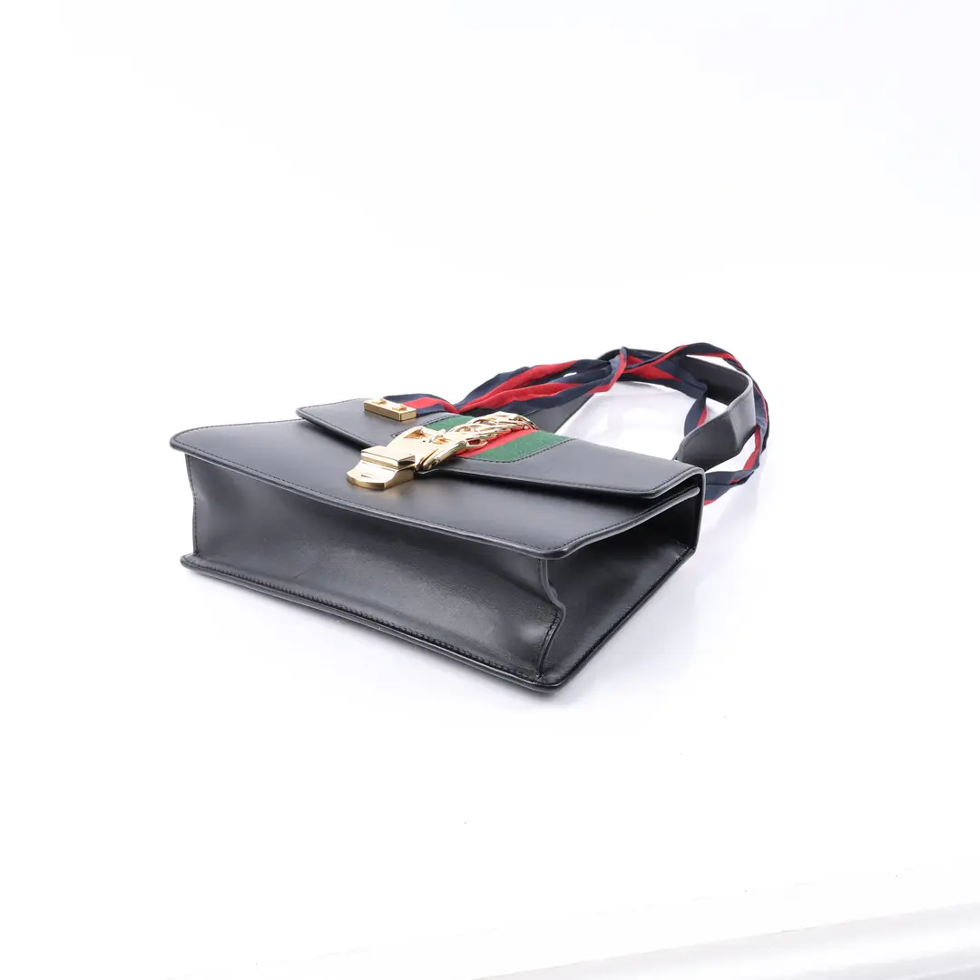 Gucci Sylvie Black Leather Shoulder Bag