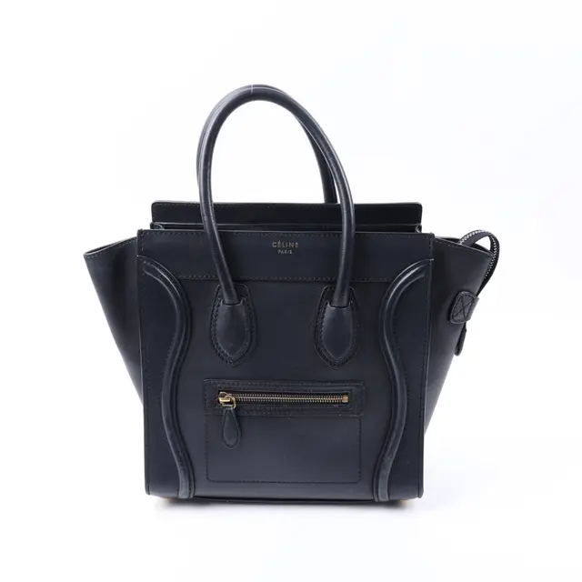 Celine Luggage Blue Leather Tote Bag