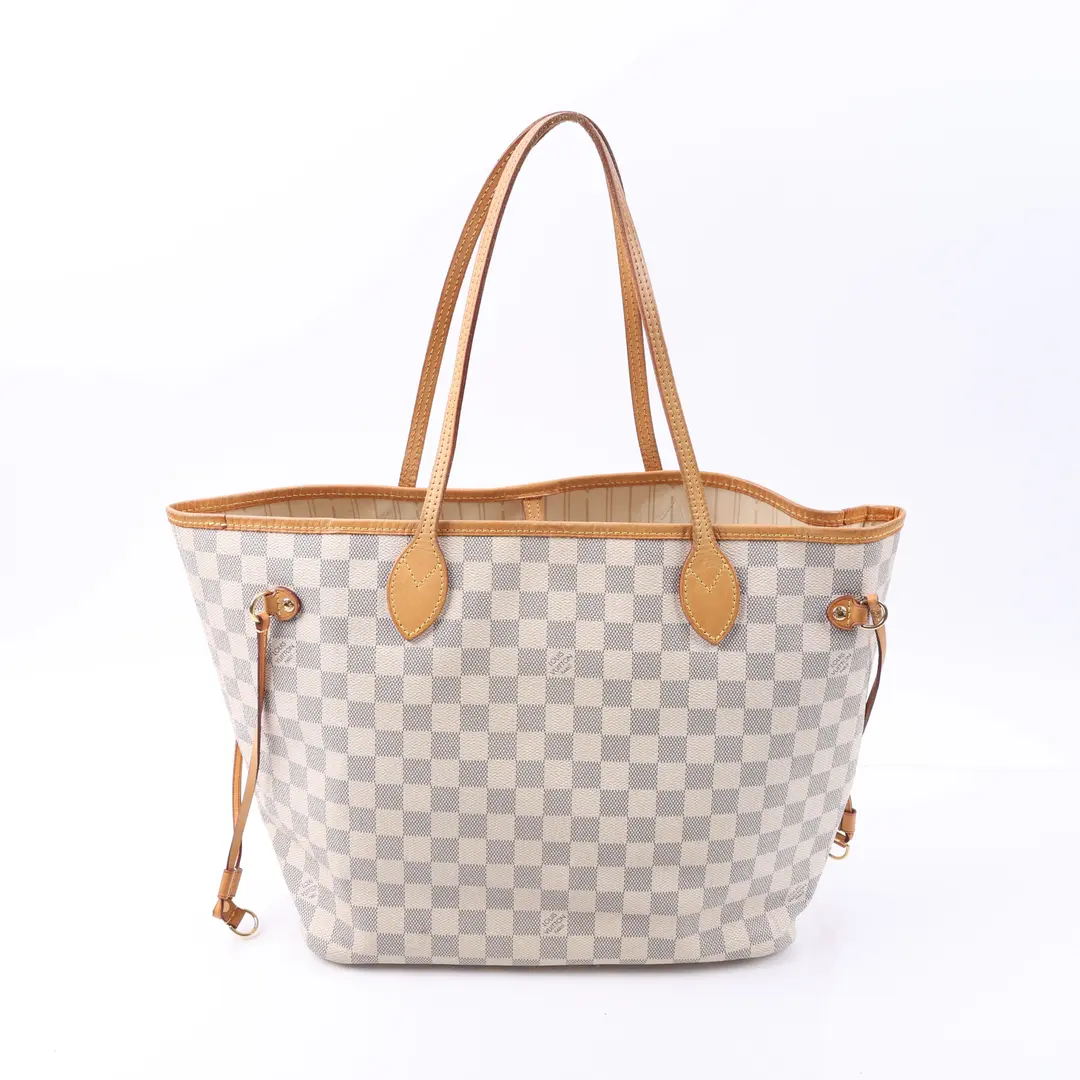 Louis Vuitton Neverfull MM White Damier Azur Tote Bag