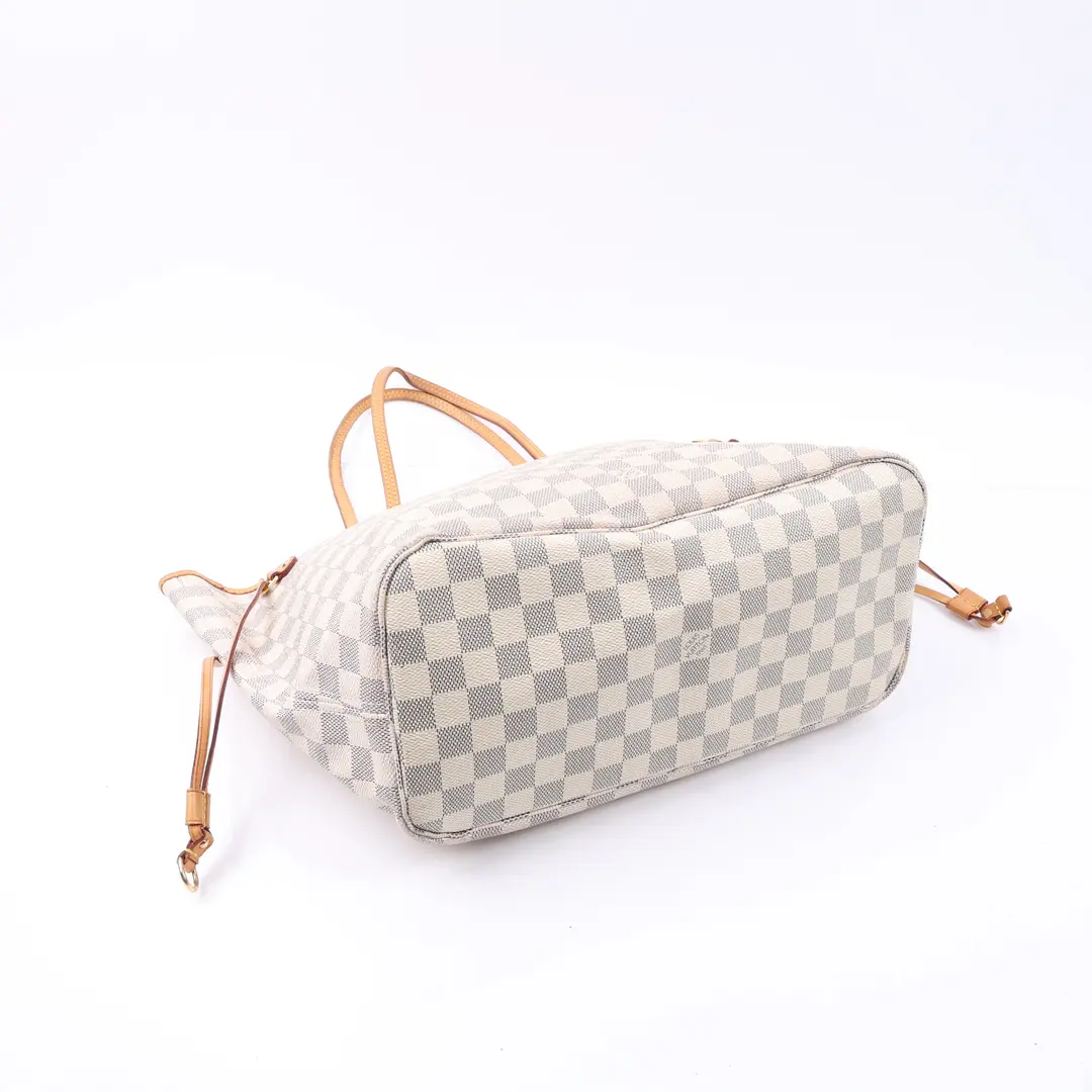 Louis Vuitton Neverfull MM White Damier Azur Tote Bag