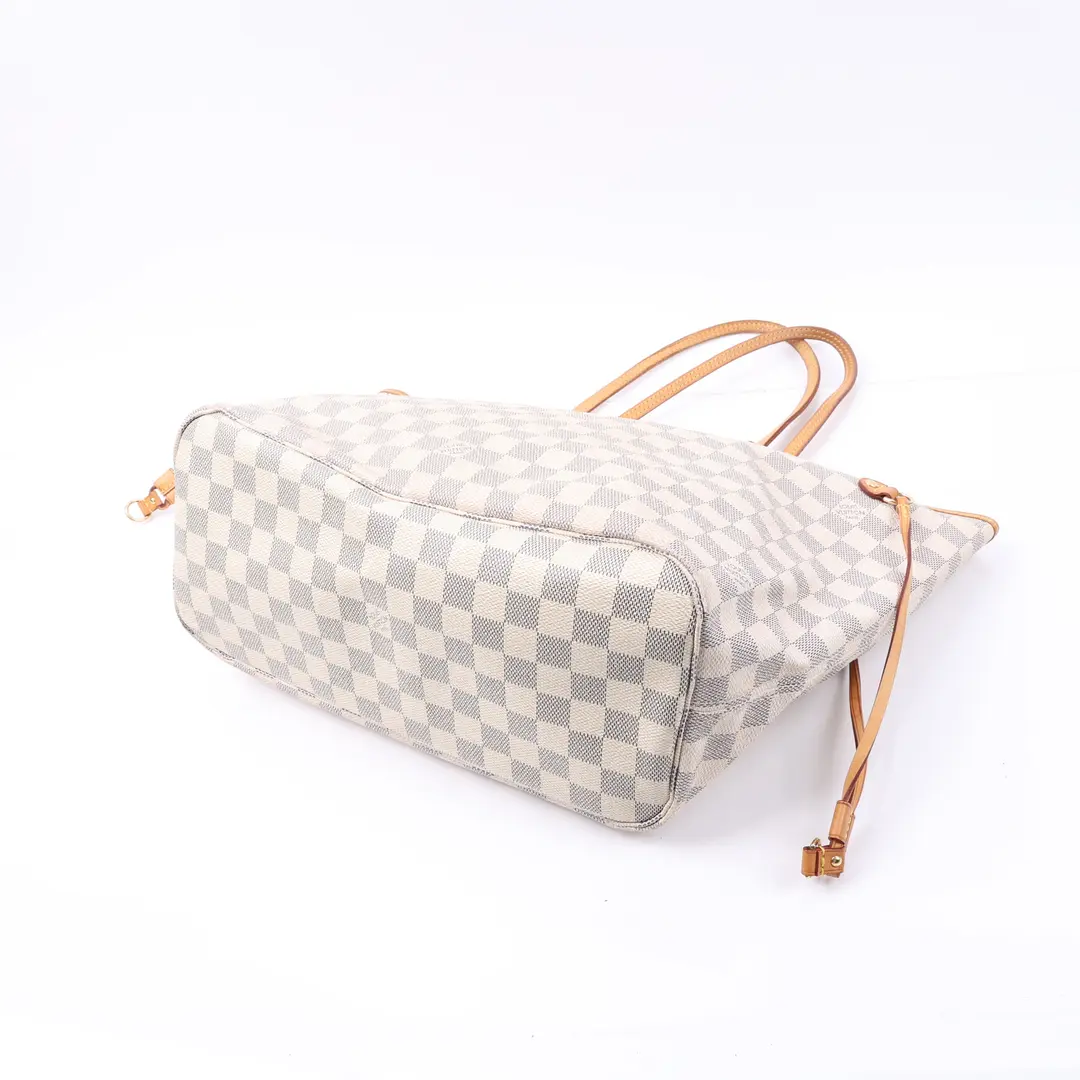 Louis Vuitton Neverfull MM White Damier Azur Tote Bag
