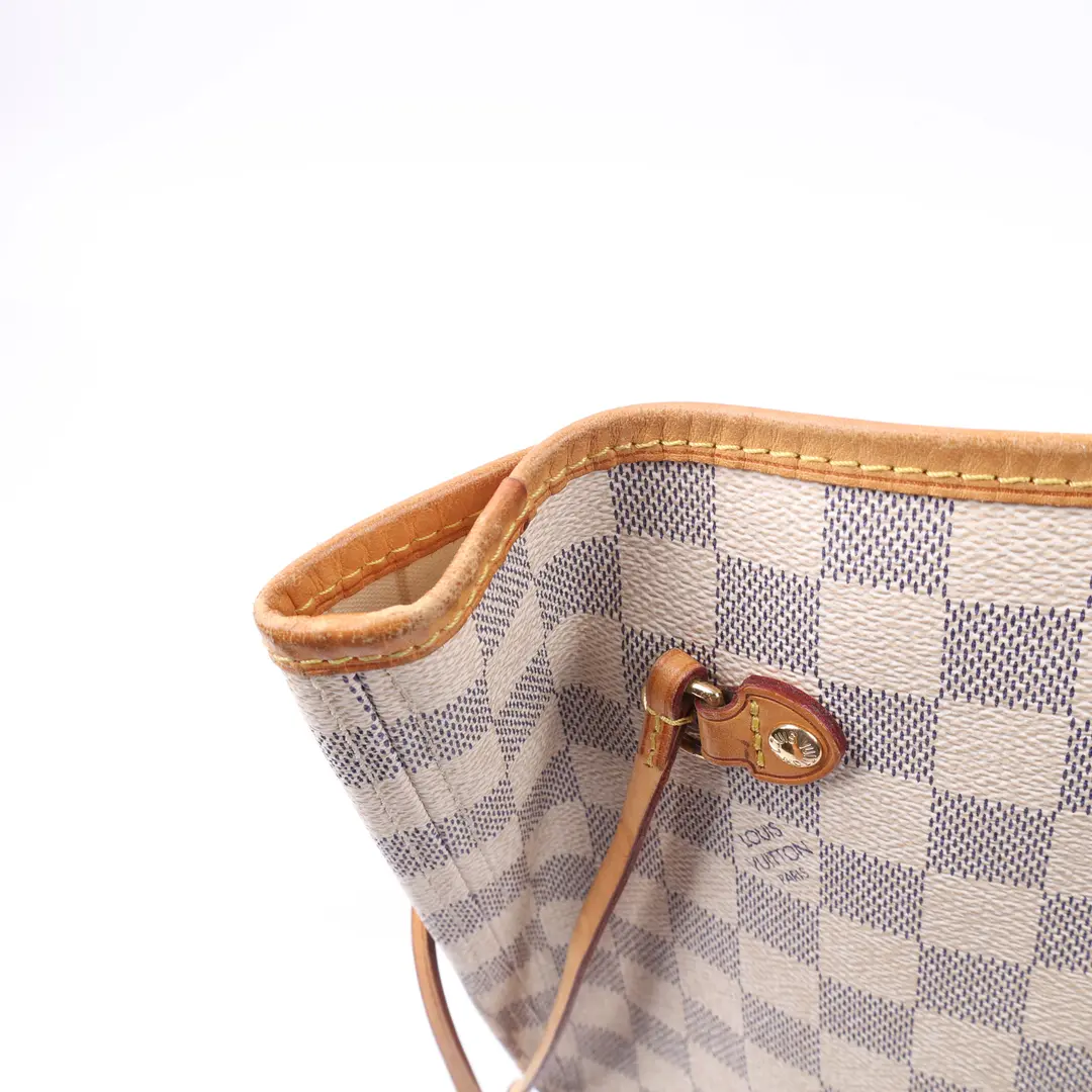 Louis Vuitton Neverfull MM White Damier Azur Tote Bag