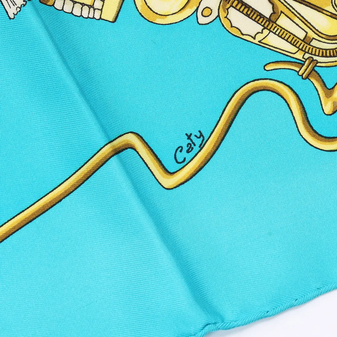 Hermes Egypt Blue Silk 90 Scarf
