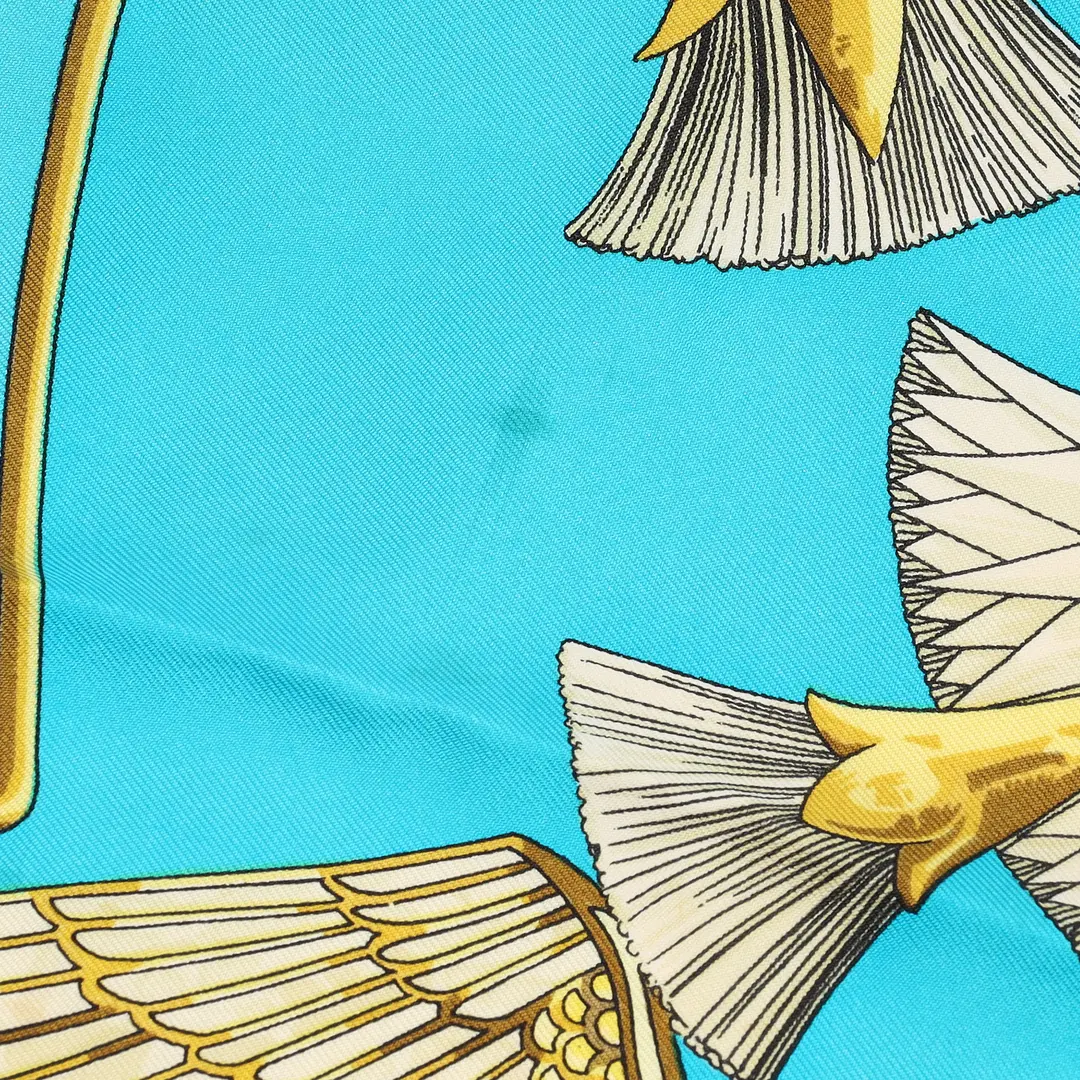Hermes Egypt Blue Silk 90 Scarf