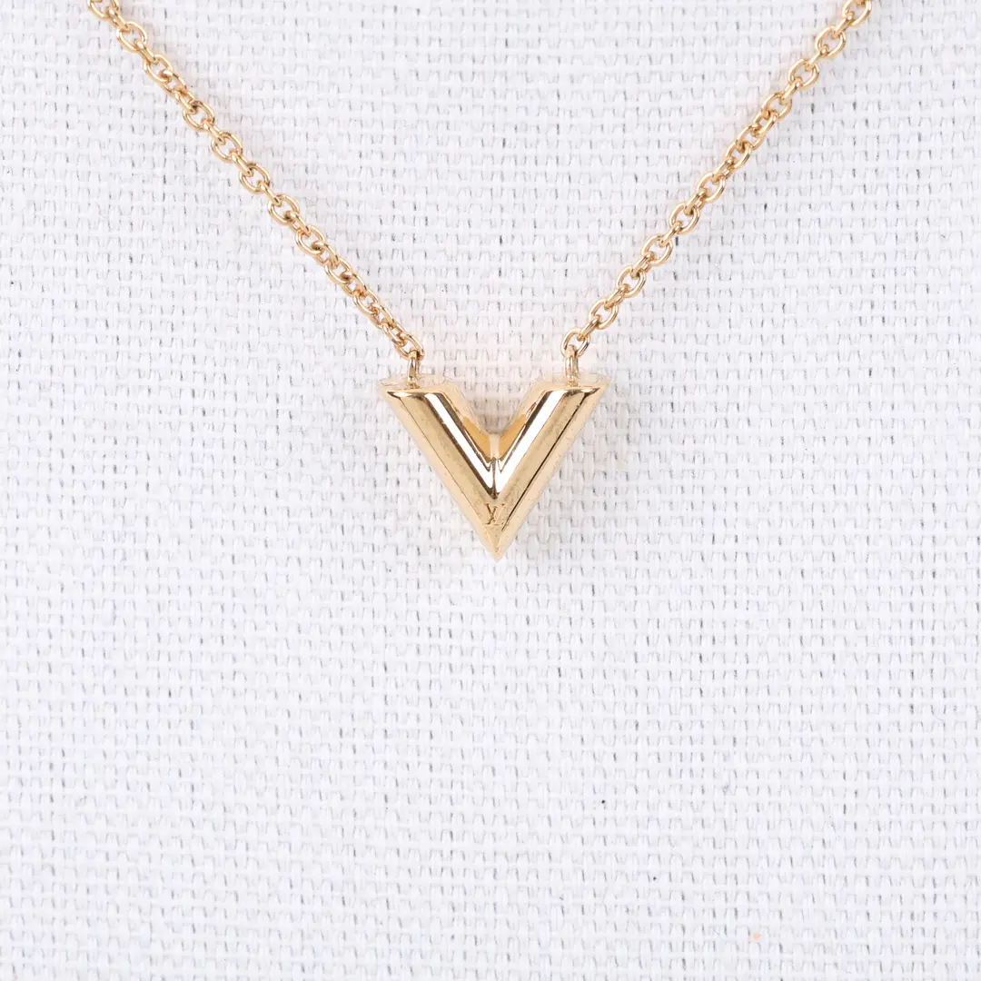 Louis Vuitton Essential V Gold Metal Necklace