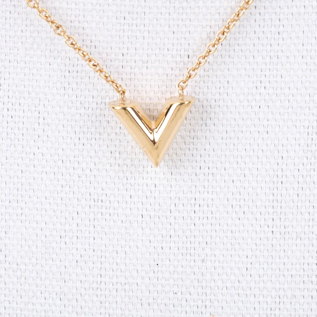 Louis Vuitton Essential V Gold Metal Necklace