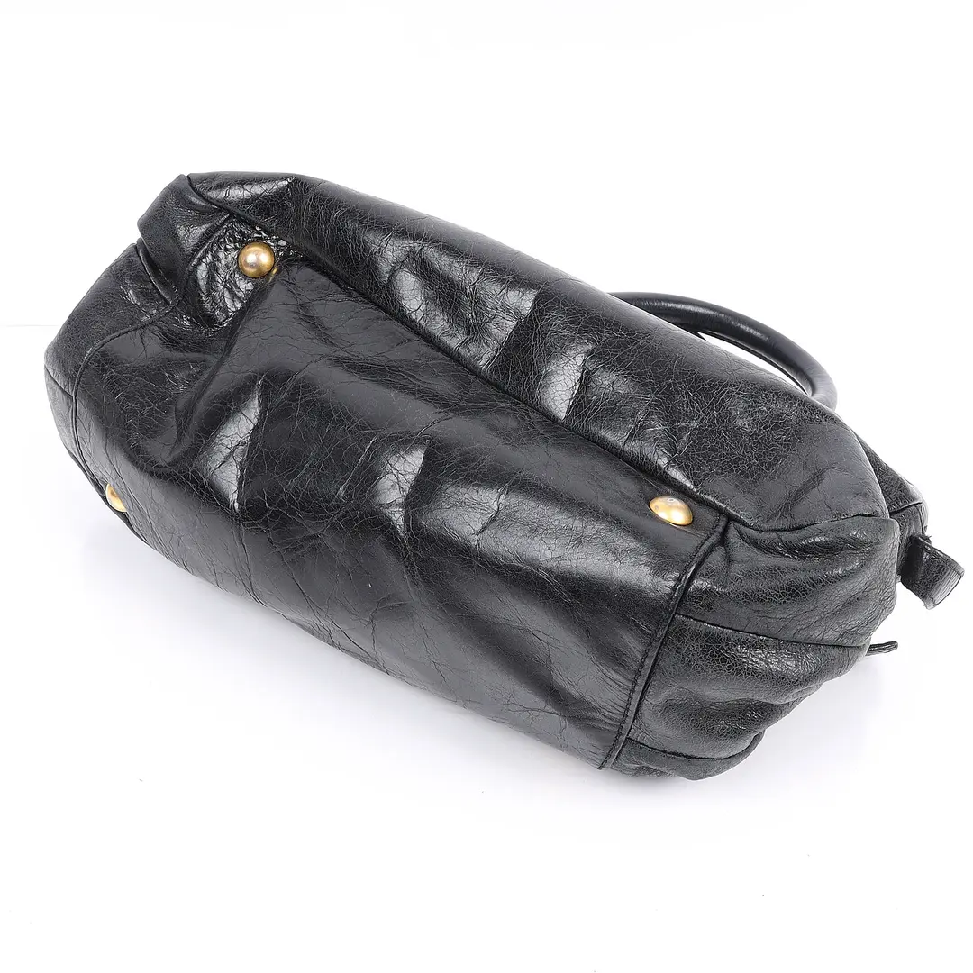 Miu Miu Vitello Lux Black Leather Satchel Bag