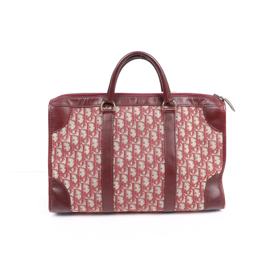 Dior Trotter Red Canvas Boston Bag