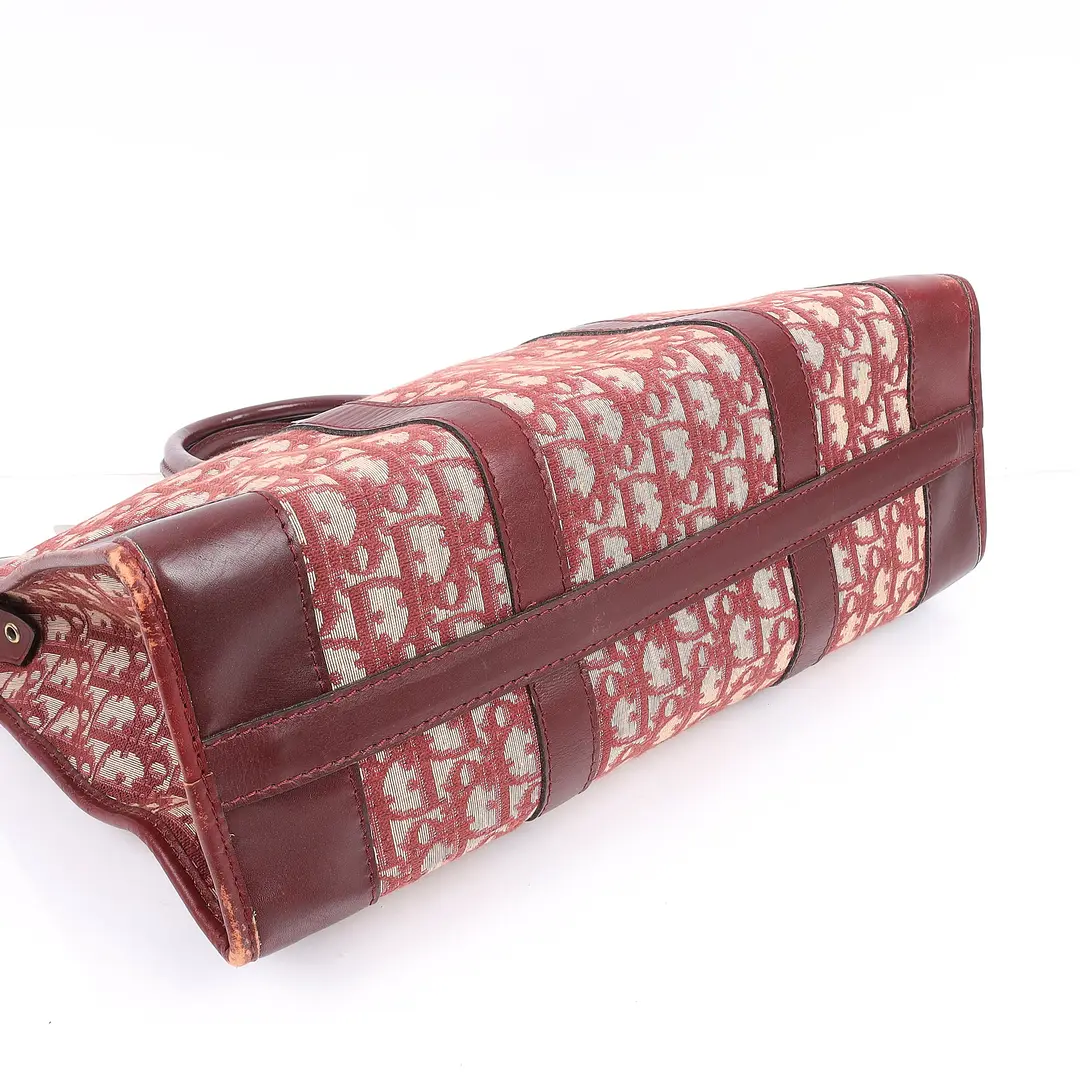 Dior Trotter Red Canvas Boston Bag