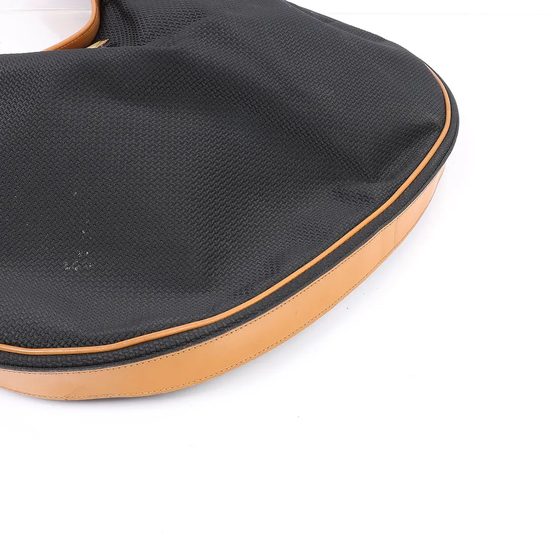 Saint Laurent Vintage Hobo Black Canvas Shoulder Bag