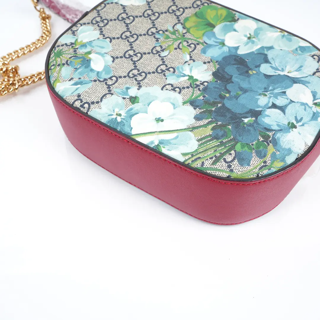Gucci GG Blooms Oval Blue GG Supreme Canvas Shoulder Bag