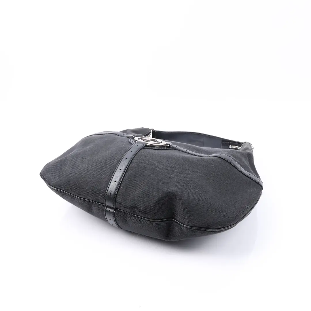 Gucci Charlotte Black Canvas Hobo Bag