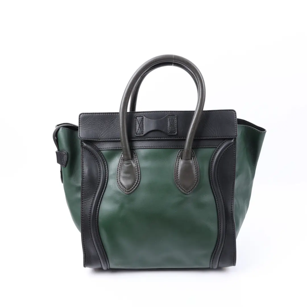 Celine Luggage Green Leather Mini Tote Bag
