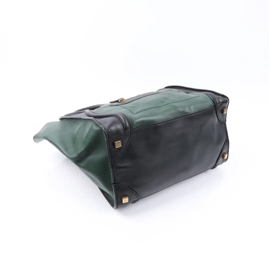 Celine Luggage Green Leather Mini Tote Bag