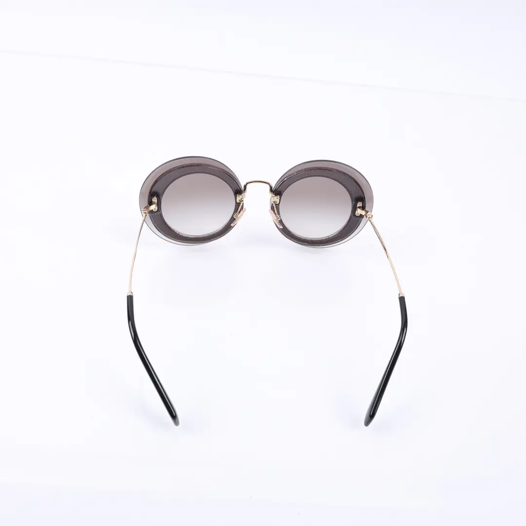 Miu Miu Reveal Round Gray Metal Sunglasses