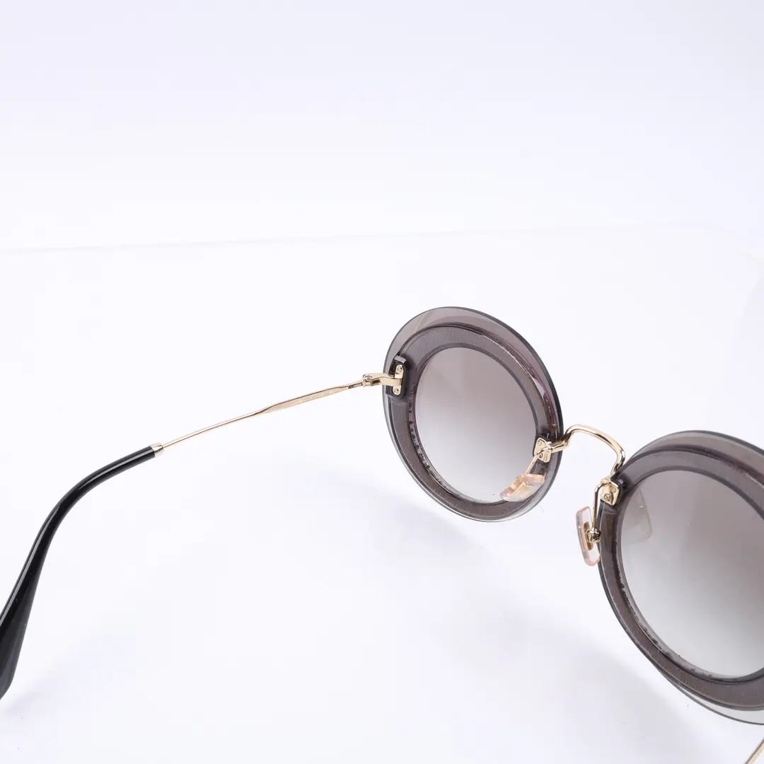 Miu Miu Reveal Round Gray Metal Sunglasses