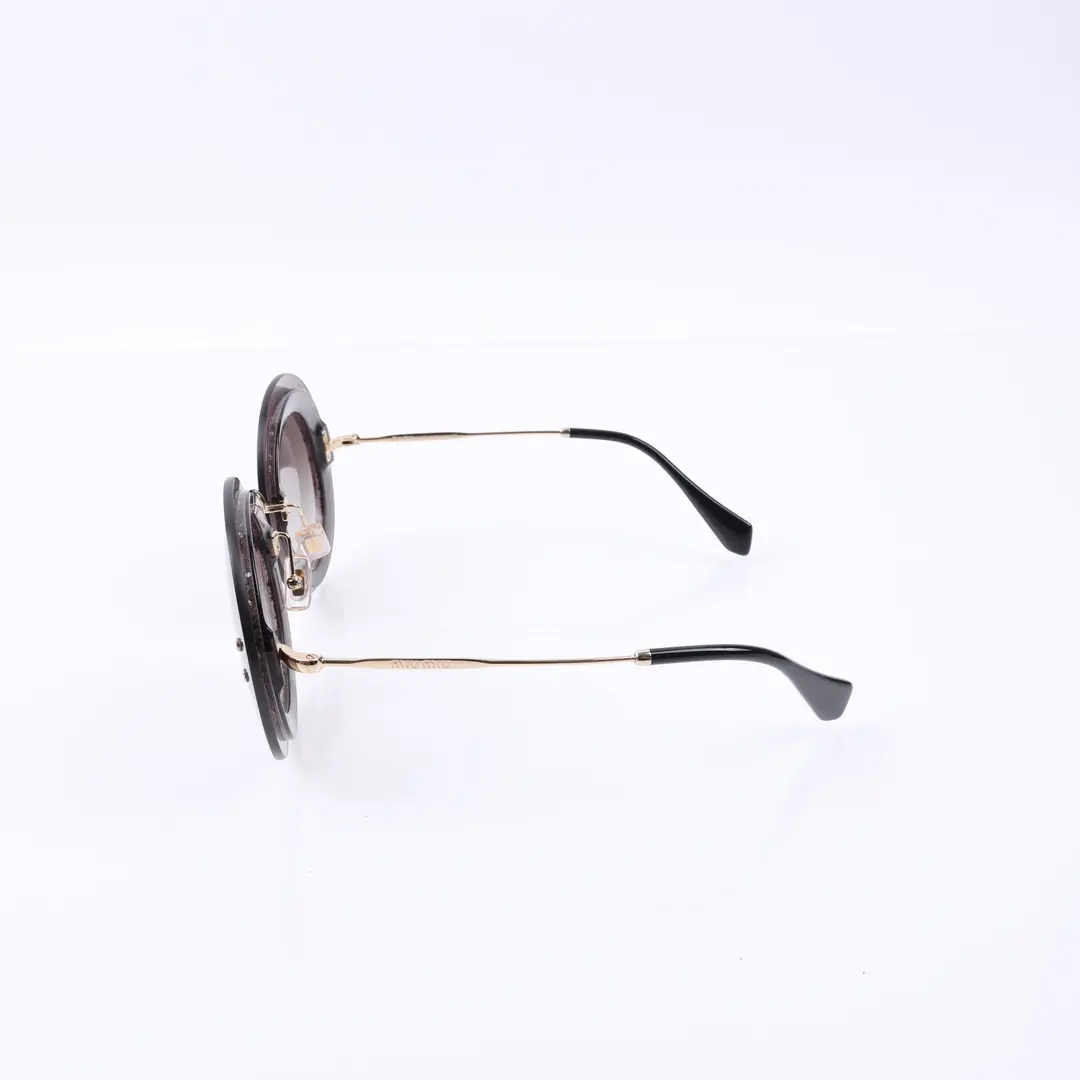 Miu Miu Reveal Round Gray Metal Sunglasses