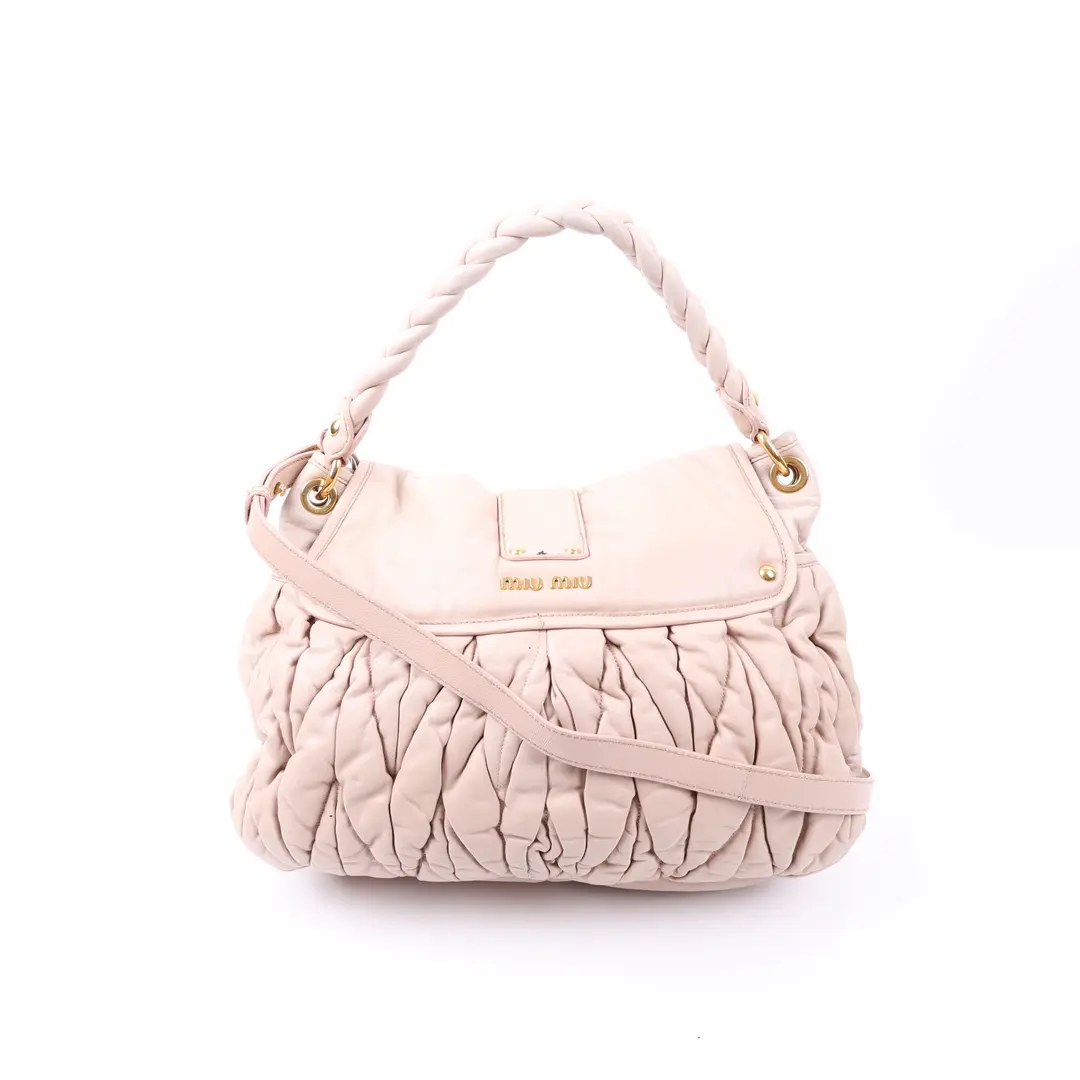 Miu Miu Coffer Pink Matelasse Leather Shoulder Bag