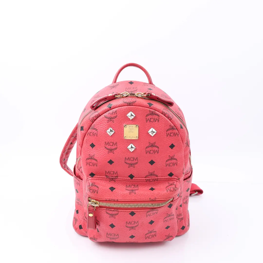 MCM Stark Pink Visetos Canvas Backpack