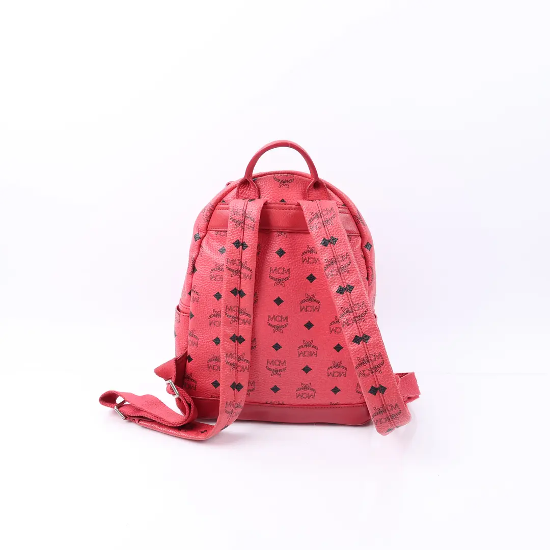 MCM Stark Pink Visetos Canvas Backpack